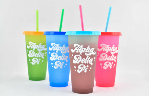 Alpha Delta Pi ADPI Sorority Set of 4 Color Changing Cups