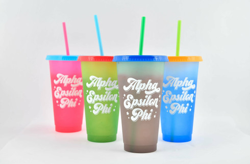 Alpha Epsilon Phi AEPHI Sorority Set of 4 Color Changing Cups