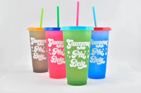 Gamma Phi Beta Sorority Set of 4 Color Changing Cups