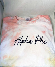 Alpha Phi Sorority Tie-Dye Shirt- Script 