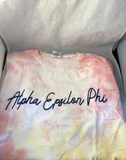 Alpha Epsilon Phi AEPHI Sorority Tie-Dye Shirt- Script 