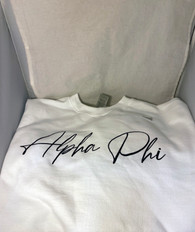 Alpha Phi Sorority Crewneck Sweatshirt- White- Style 2 