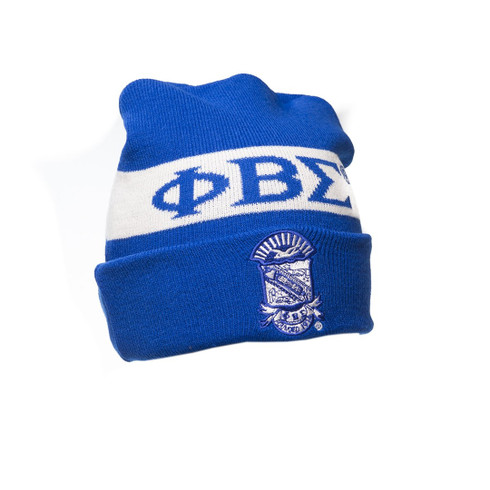 Phi Beta Sigma Fraternity Knit Beanie with Crest 