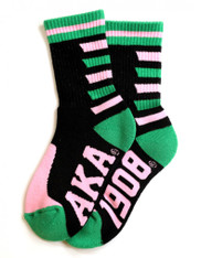 Alpha Kappa Alpha AKA Sorority Socks- Black/Pink- Style 2