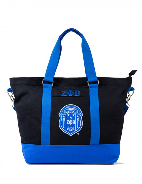 Zeta Phi Beta Sorority Canvas Bag- Black/Blue