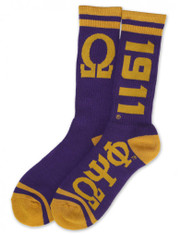 Omega Psi Phi Fraternity Socks-Purple/Gold