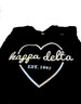 Kappa Delta Sorority Crewneck Sweatshirt- Black- Heart