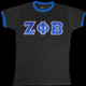 Zeta Phi Beta Sorority Ringer T-shirt- Satin Letters-Black