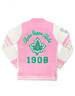 Alpha Kappa Alpha Sorority Button Down Sweater-White/Pink             