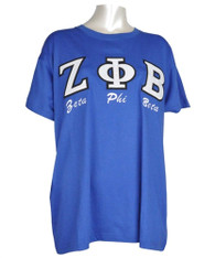 Zeta Phi Beta Sorority Stitched Letter T-Shirt- Blue