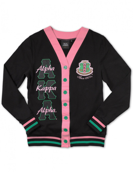 Alpha Kappa Alpha AKA Sorority Lightweight Cardigan- Black/Pink