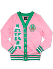 Alpha Kappa Alpha AKA Sorority Lightweight Cardigan- Pink/Green- Style 2