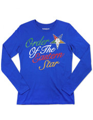 Order of the Eastern Star OES Long Sleeve Glitter Shirt- Blue