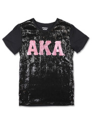 Alpha Kappa Alpha AKA Sorority Sequin Shirt- Black