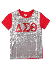 Delta Sigma Theta Sorority Sequin Shirt- Red/Silver