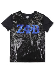 Zeta Phi Beta Sorority Sequin Shirt- Black 