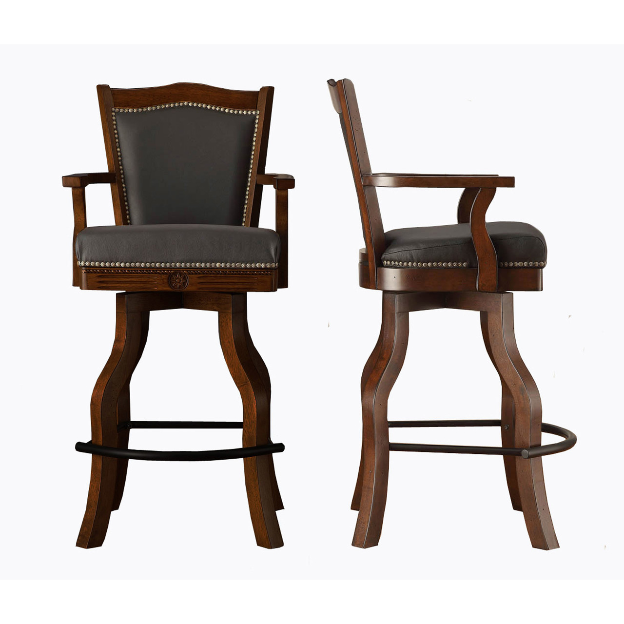 E C I Furniture Monticello 30 High Swivel Bar Stool With Back Burnished Walnut Bar Boy Products Inc