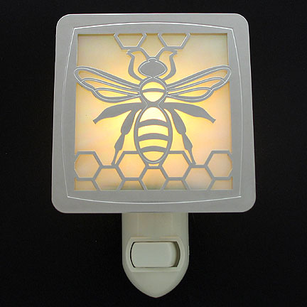 Polished Silver and Amber Night Light - Bee