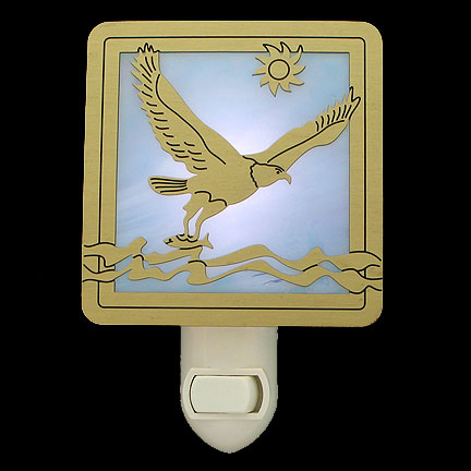 Brushed Brass and Light Blue Night Light - Falcon
