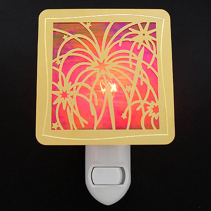 Polished Gold and Red Night Light - Fireworks