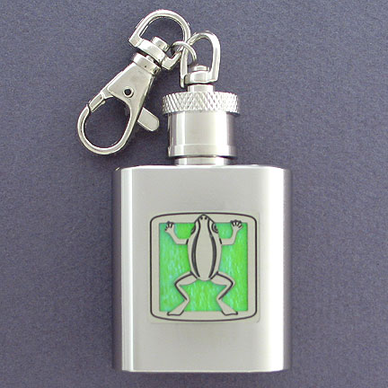 Frog Keychain Flask - Spring Iridescent with Silver Design