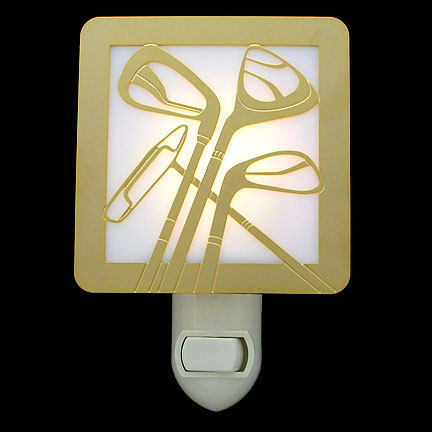 Polished Gold and White Night Light - Golf