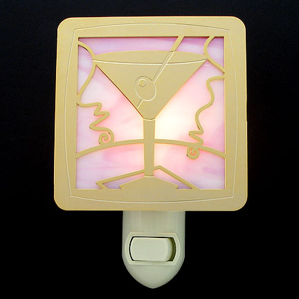 Polished Gold and Pink Night Light - Martini Glass
