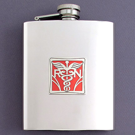Nurse's Emergency Flask - Red Aluminum with Silver Design