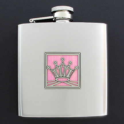 Princess Flask - Iridescent Light Pink with Silver Design