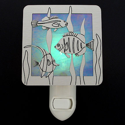 Brushed Silver with Green Night Light - Tropical Fish