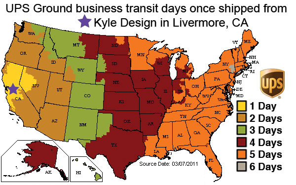 UPS Shipping Times from Kyle Design
