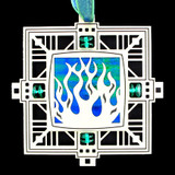 Fire Ornament in Etched Metal Flames Design - Engravable