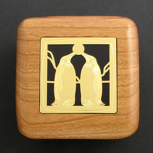 Penguin Wooden Engagement Ring Box