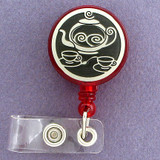 Tea Pot Retractable ID badge holder reel is customized just for you.