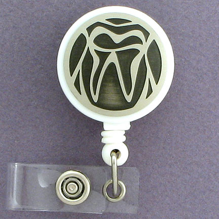 Tooth ID badge reel dental assistant, dental hygienist name badge