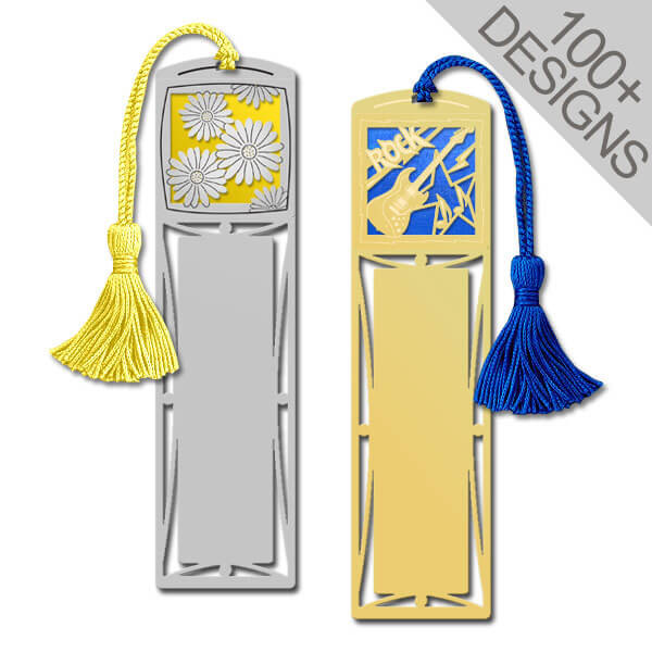 Large Personalized Bookmarks with Tassels - 100+ Themes