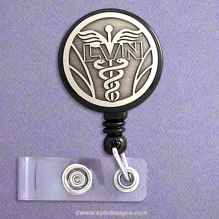 LVN Badge Reel Retractable ID Holder Licensed Vocational Nurse Name Tag  Clip
