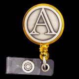 Monogram Letter A Retractable ID Name Badge Reel