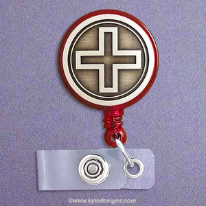 First Aid Cross Retractable ID Badge Holder