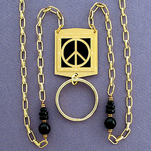 Peace Sign Badge Necklace or Eyeglass Holder Chain