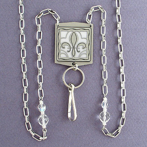 Fleur De Lis Badge Holder Necklaces or Eyeglasses Chains