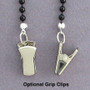 Grip clips attached to glasses chain.