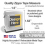 Zippo tape measure with decorative olympian rings