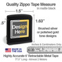 Black zippo tape measure with peace sign