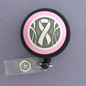 Unique Pink Ribbon Badge Reel for Breast Cancer Awareness