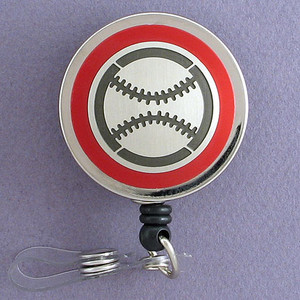 Red Baseball Badge Reel