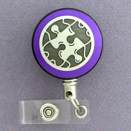 Puzzle Piece Retractable ID Badge Holder - Retractable Steel Cord