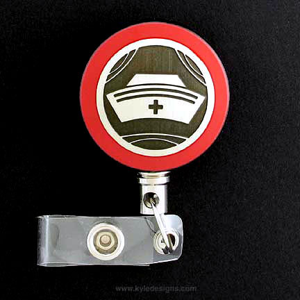 Nurse Cap Colorful Name Badges - Retractable Cord