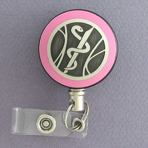 Pink Medical Emblem Badge Reel