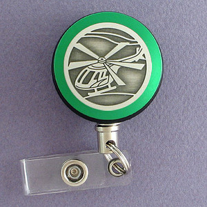 Green Helicopter Badge Reel for Heli Tour Guides